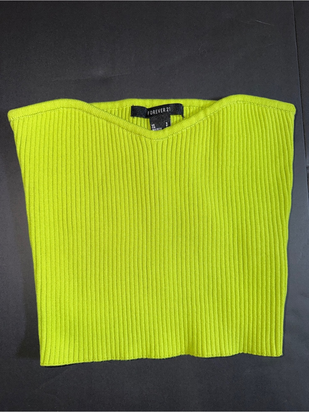 Forever 21 Neon Green Ribbed Strapless  Top